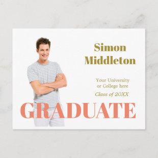 Graduation Modern Headline Graduate Photo Male Postcard
