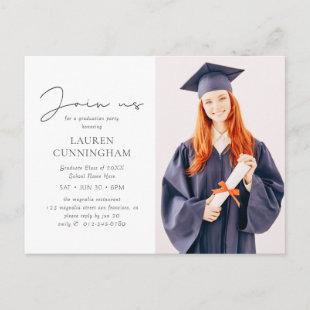 Graduation Modern Minimalist Chic Photo Postcard