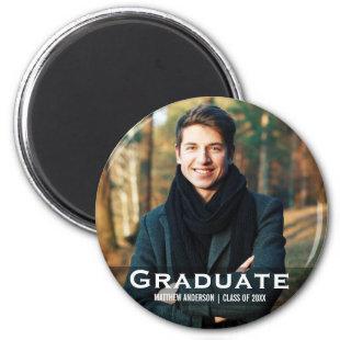 Graduation Modern Photo Magnet Round