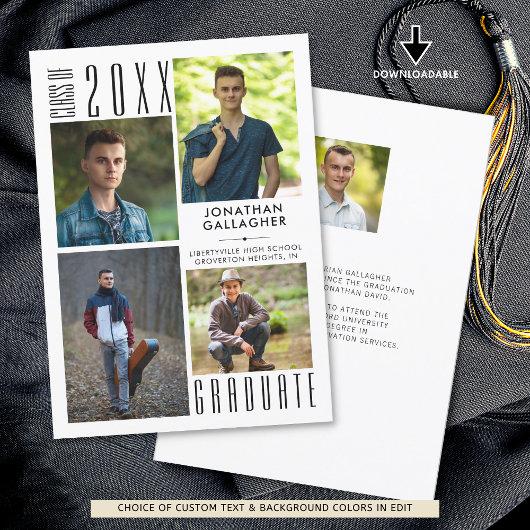 Graduation Modern Sleek Photo Collage Announcement