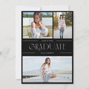 Graduation multi photo invite grad party black