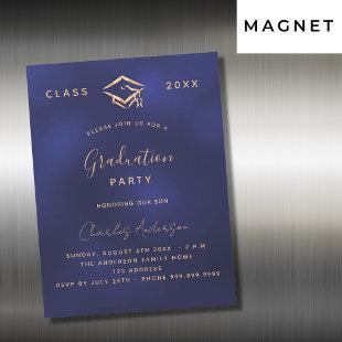 Graduation navy blue gold simple luxury 2023 magnetic invitation