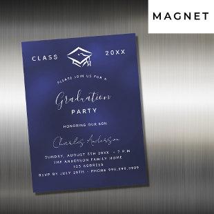 Graduation navy blue white simple luxury 2023 magnetic invitation