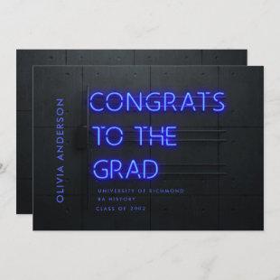Graduation neon black blue congrats modern stylish