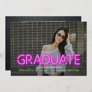 Graduation neon pink contemporary modern two photo