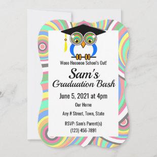 Graduation Owl -  Fun, Colorful, Celebration  Invi Invitation