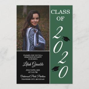 Graduation Party 2020 Grad Hat Green Invitation