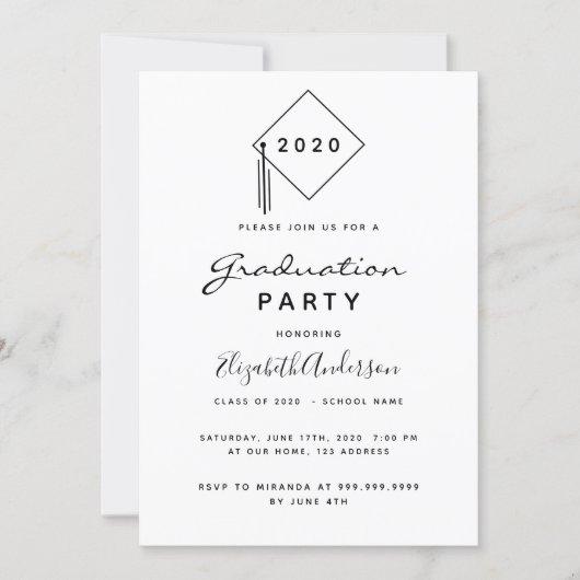 Graduation party 2022 modern black white topper invitation