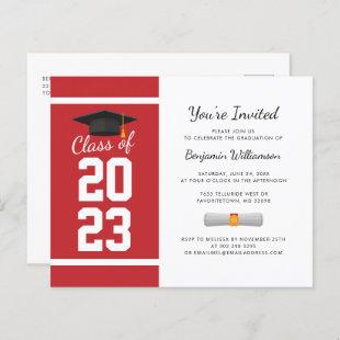 Graduation Party 2024 Elegant Red White Invitation