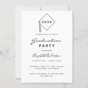 Graduation party 2024 modern black white topper invitation