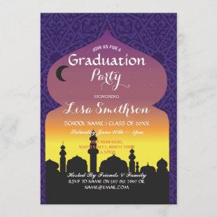 Graduation Party Arabian Nights Purple Invite