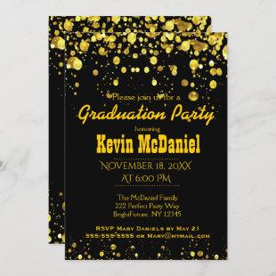 Graduation Party | Black and Gold Invitation
