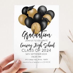 Graduation Party Black Gold Invitation