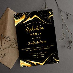 Graduation party black gold modern luxury invitation