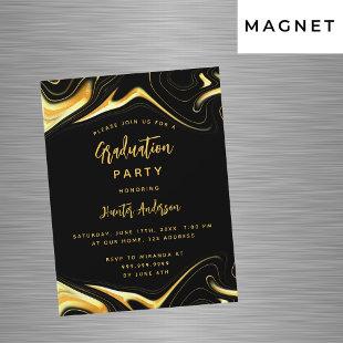 Graduation party black gold modern luxury magnetic invitation