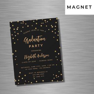 Graduation party black gold stars luxury magnetic invitation