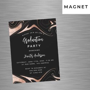 Graduation party black rose gold modern luxury magnetic invitation
