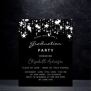 Graduation party black white budget invitation flyer