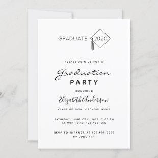 Graduation party black white cap topper 2024 invitation