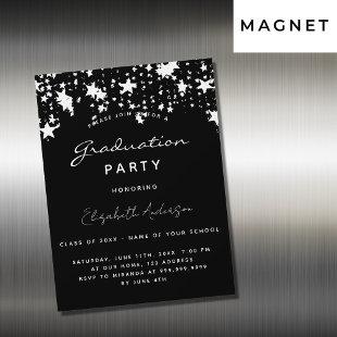 Graduation party black white stars luxury magnetic magnetic invitation