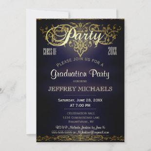 Graduation Party | Blue and Gold Invitation