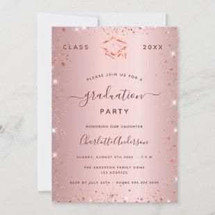 Graduation party blush pink rose gold 2022 invitation