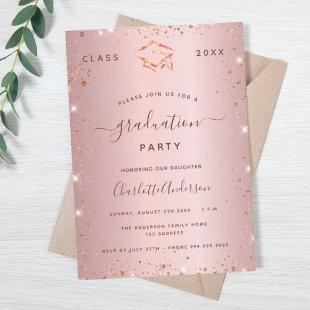Graduation party blush pink rose gold 2024 invitation