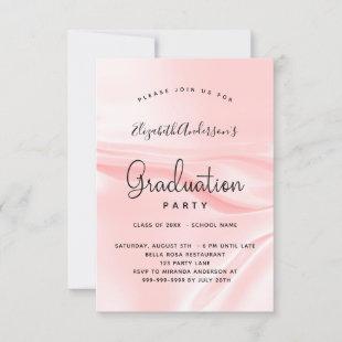 Graduation party blush pink satin silk invitation