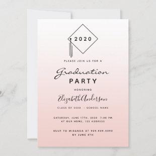 Graduation party blush rose gold topper invitation