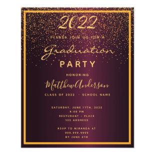 Graduation party burgundy budget invitation flyer