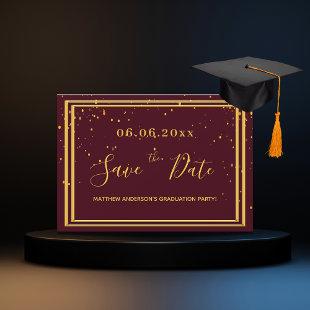 Graduation party burgundy gold save the date
