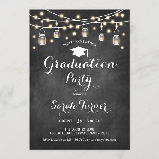 Graduation Party - Chalkboard Black White Invitation