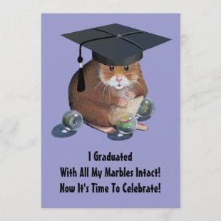 Graduation Party: Cute Hamster With Marbles, Cap Invitation