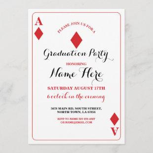 Graduation Party Diamond Playing Card Vegas Invite