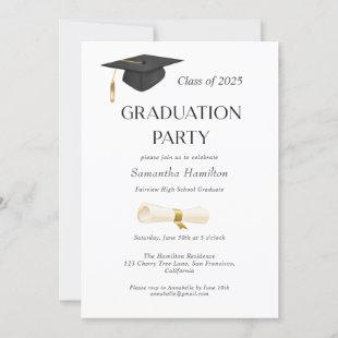 Graduation Party Diploma Cap Photo Invitation