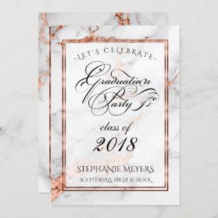 Graduation Party Faux Italian Copper  Marble Invitation