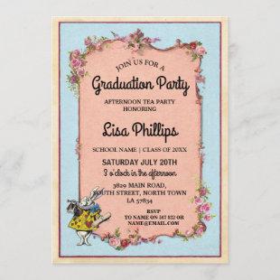 Graduation Party Flower Wonderland Rabbit Invite