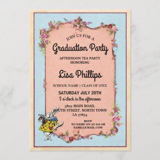 Graduation Party Flower Wonderland Rabbit Invite