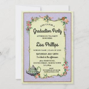 Graduation Party Flower Wonderland Teapot Invite