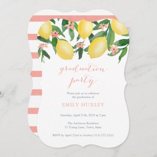 Graduation Party for Female with Lemons Theme Invitation