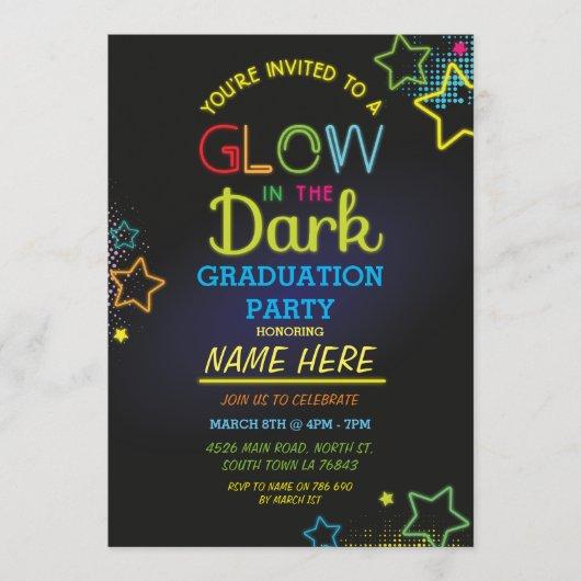 Graduation Party Glow In The Dark Neon Invite