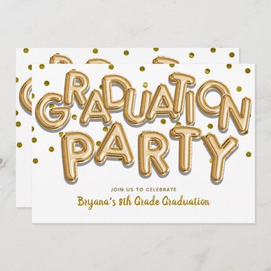 Graduation Party Gold Balloons Celebration Invitation