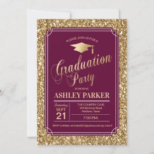 Graduation Party - Gold Burgundy Invitation