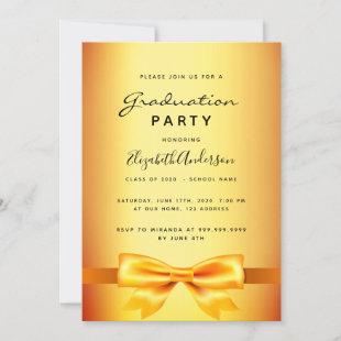 Graduation party gold elegant bow girl invitation