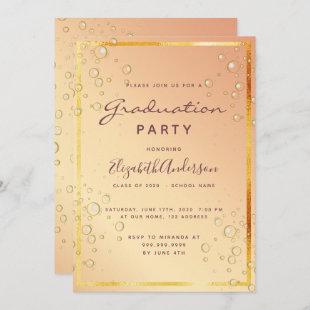 Graduation party gold festive bubbles invitation