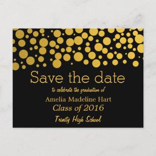 Graduation Party Gold Foil Confetti Save The Date Announcement Postcard
