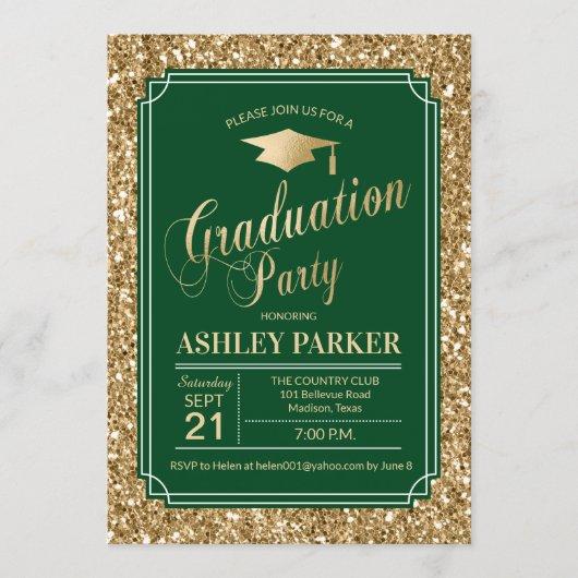 Graduation Party - Gold Green Invitation