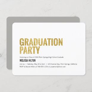 Graduation Party, Gold Letters Invitation