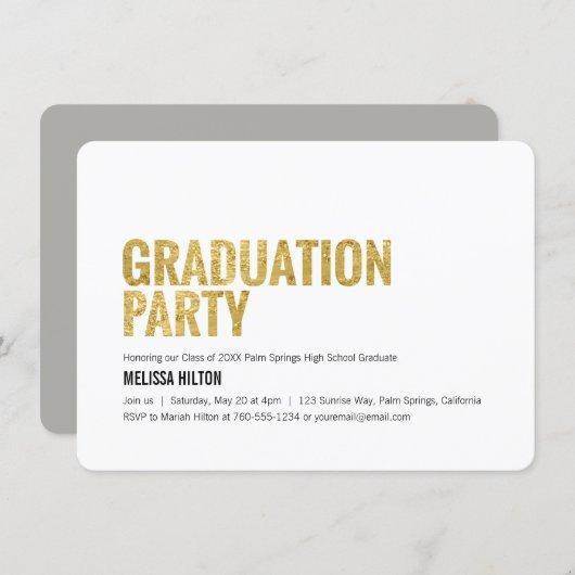 Graduation Party, Gold Letters Invitation