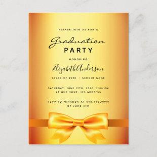 Graduation party gold metallic invitation postcard